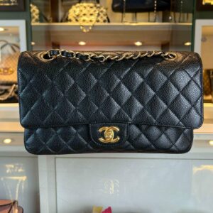 chanel classic double flap bag medium caviar 24k gold