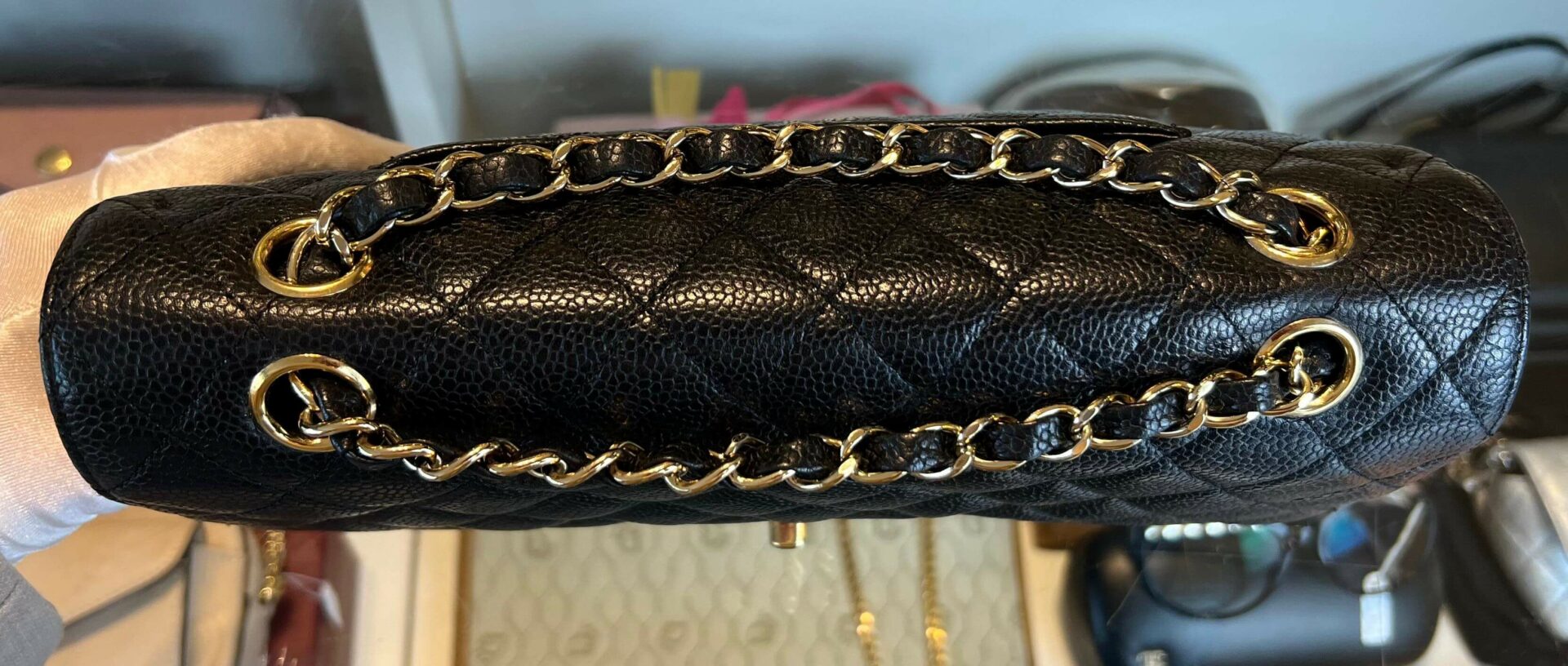 Chanel Classic Double Flap Bag Medium Caviar 24K Goud - Afbeelding 10