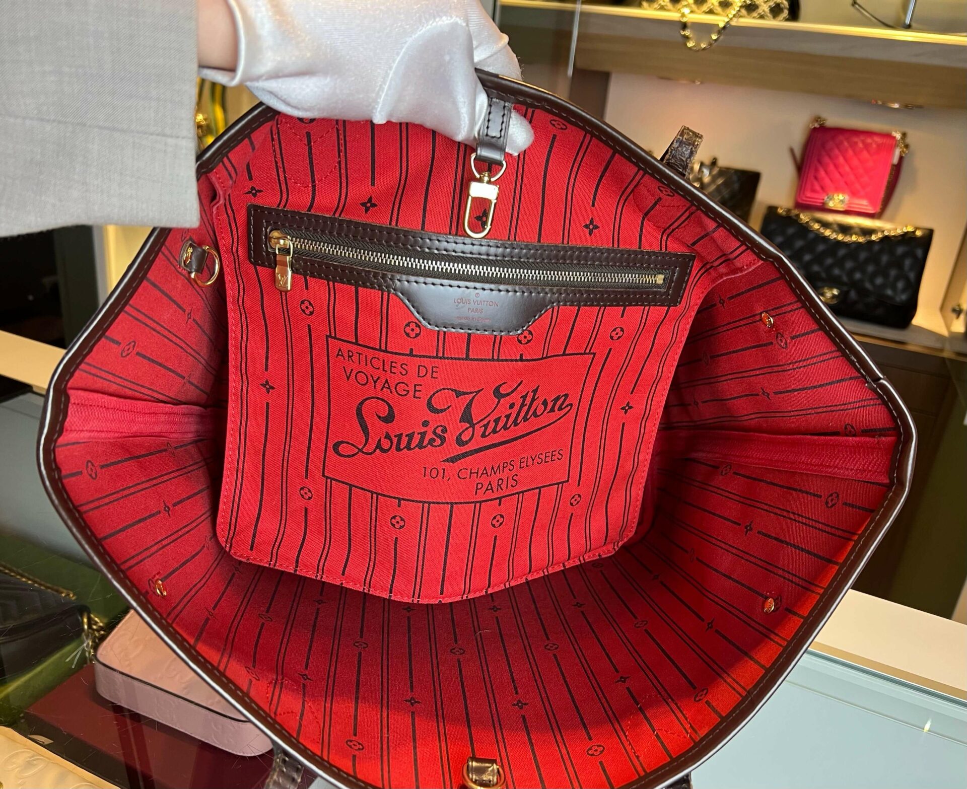 Louis Vuitton Neverfull MM Damier Ebene - Afbeelding 10