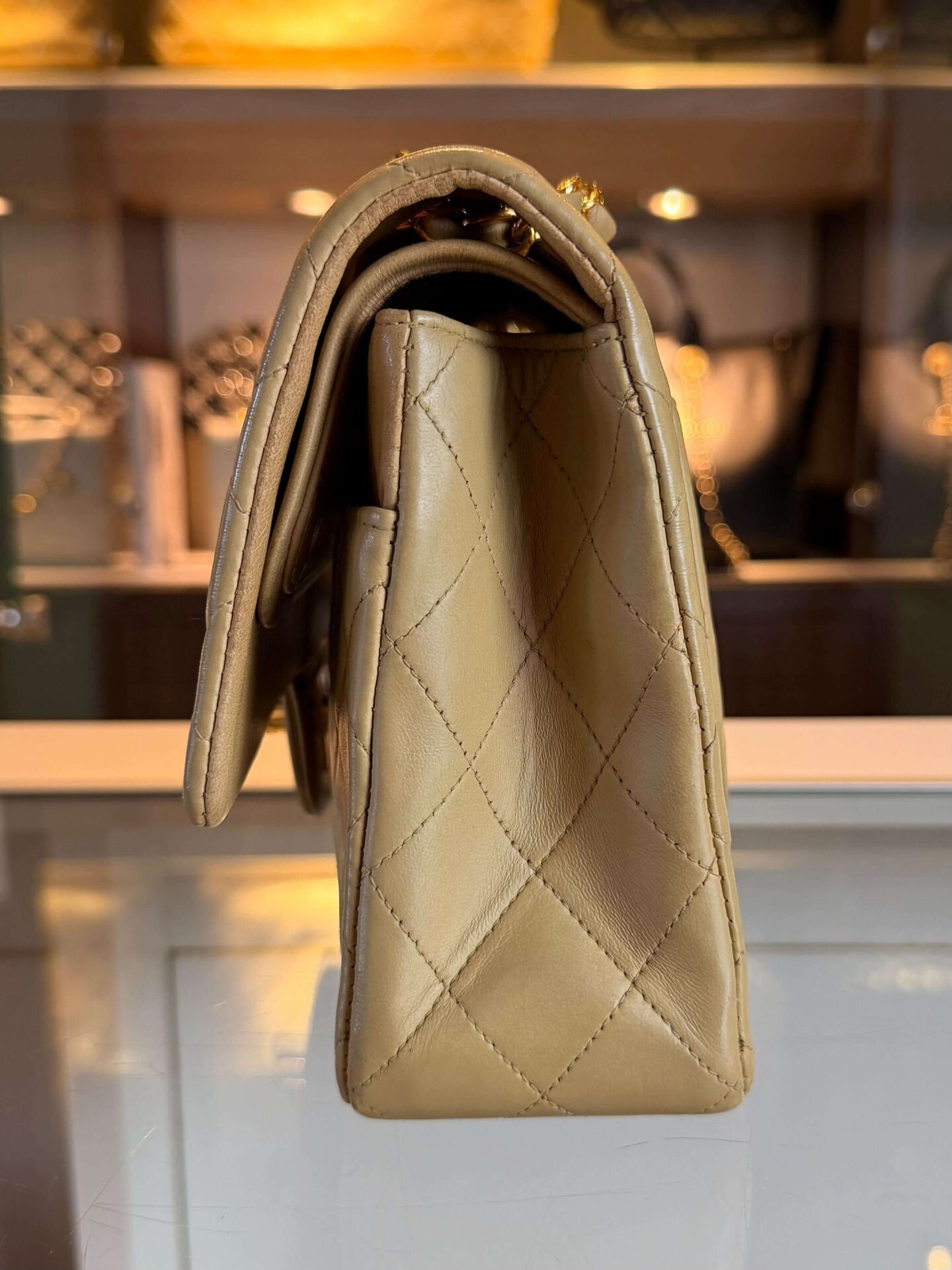 chanel classic double flap bag medium beige
