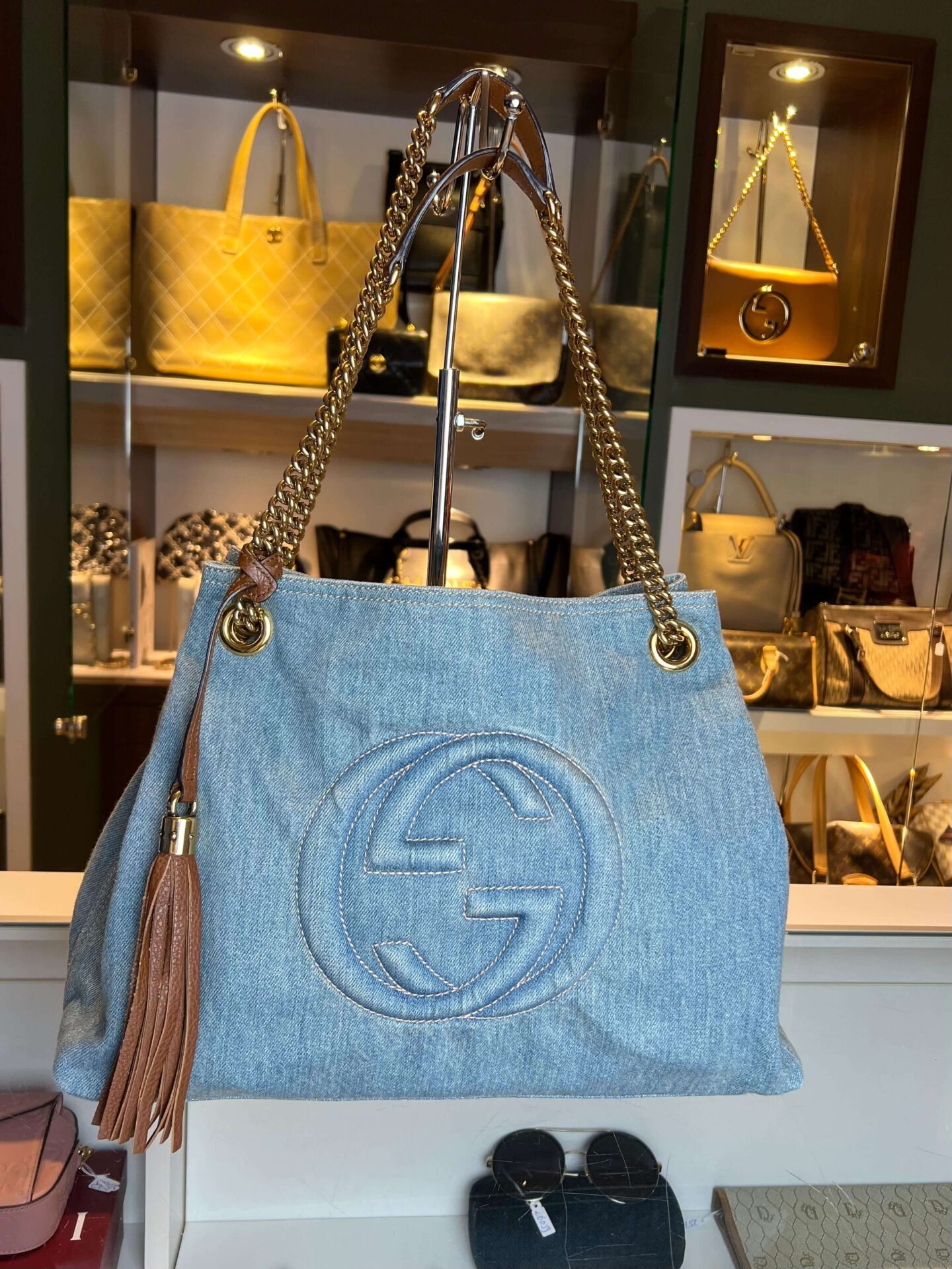 Gucci Soho Tote Bag Denim Medium