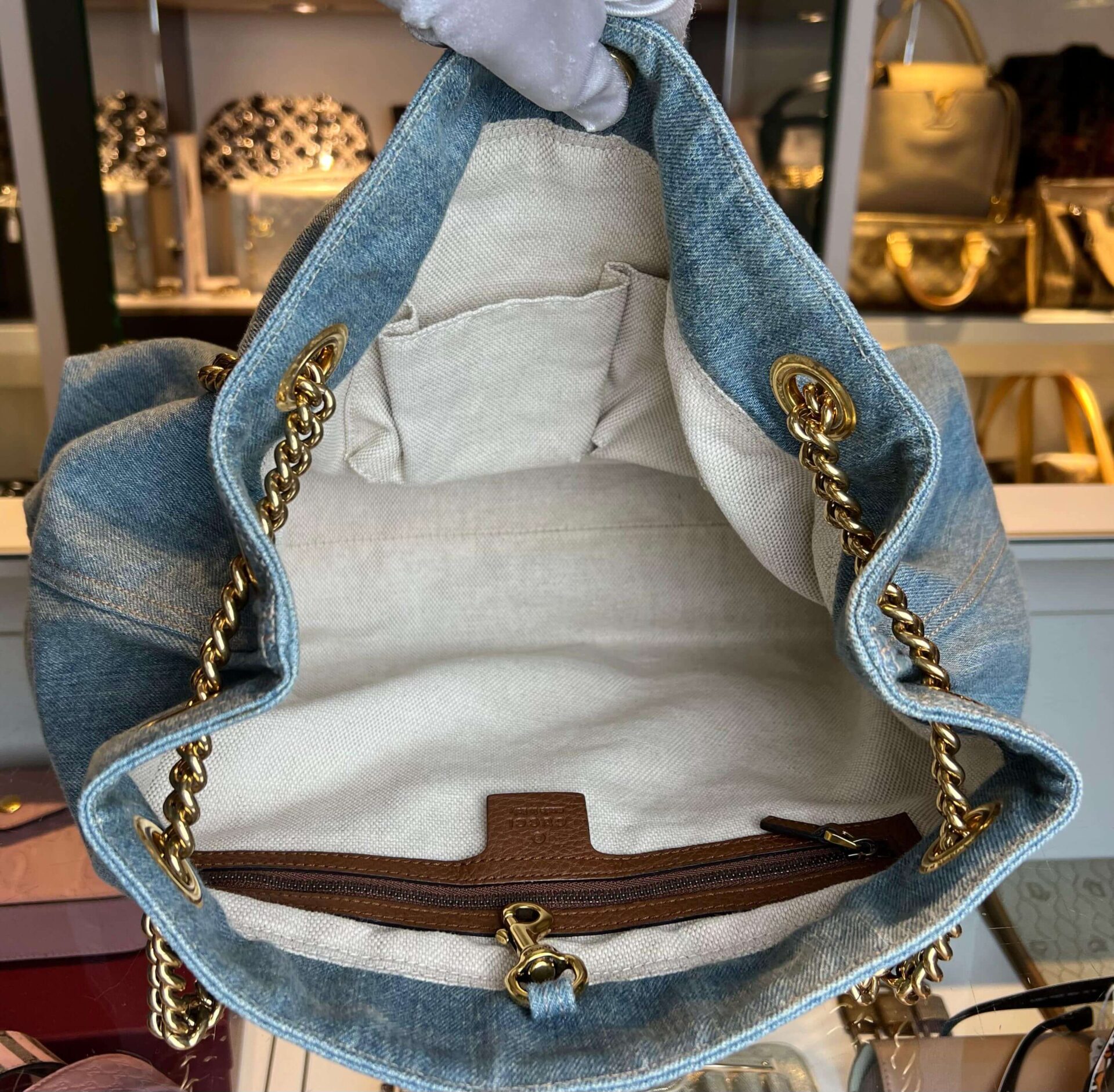 Gucci Soho Tote Bag Denim Medium - Afbeelding 8