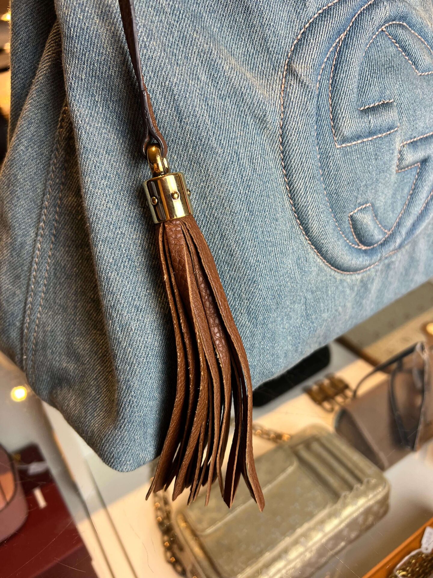 Gucci Soho Tote Bag Denim Medium