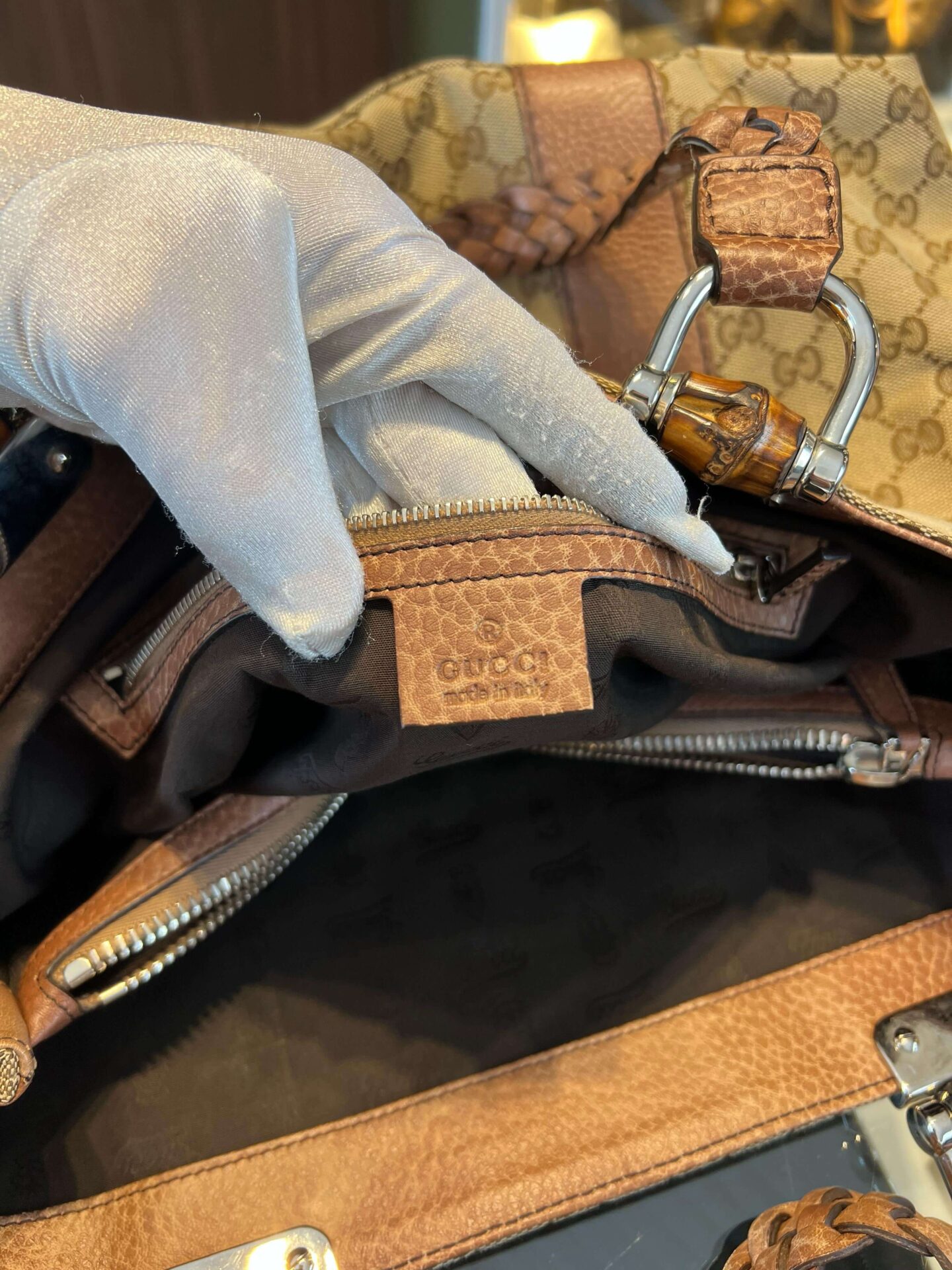Gucci GG Canvas Bamboo Libeccio tote bag - Afbeelding 17
