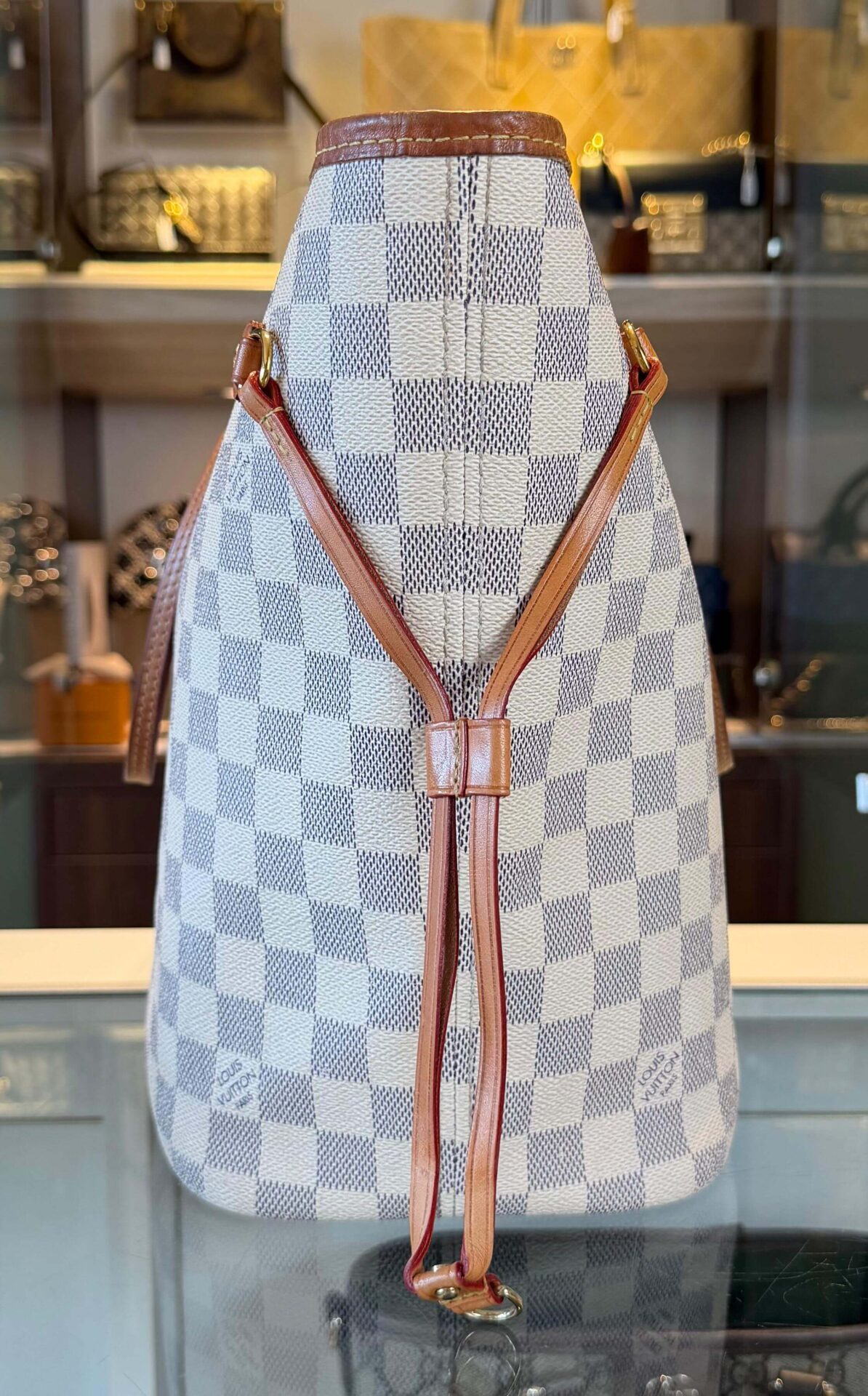 louis vuitton neverfull mm damier azur