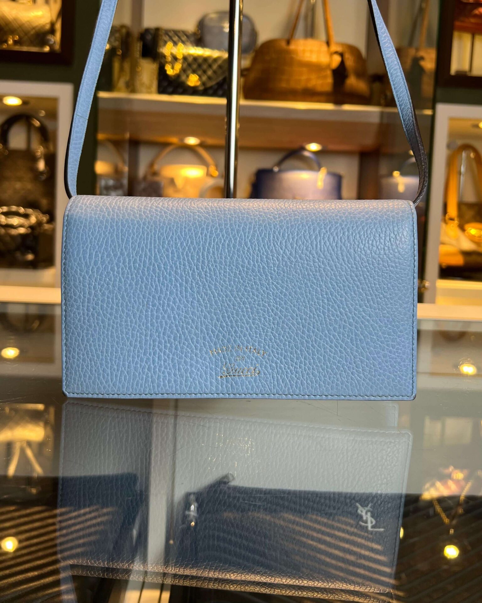 Gucci Dollar Calfskin Swing Wallet on Strap